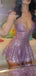 Sexy Pink Spaghetti Strap A-Line Sequin Short Homecoming Dresses For Part, EPT670