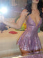 Sexy Pink Spaghetti Strap A-Line Sequin Short Homecoming Dresses For Part, EPT670