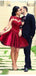Charming Red Halter Long Sleeve A-Line Short Homecoming Dresses For Birthday Party, EPT714