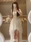 Elegant White Spaghetti Strap High Low Sleeveless Homecoming Dresses For Birthday Party, EPT697