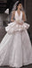 Elegant White V-Neck A-Line Long Weddingc Dresses With Sweep Trailing ,WDH170