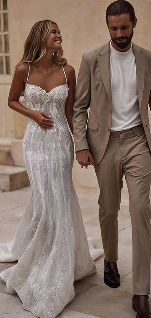 Sexy Sparkly Sequin Mermaid Wedding Gown Sweetheart Sleeveless Bridal Dress,WDH192