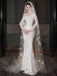 Elegant White Long Sleeve Mermaid Long Wedding Dresses With Sweep Trailing ,WDH171
