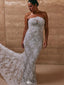 Sexy White Sweetheart Lace Mermaid Long Weddingc Dresses With Sweep Trailing ,WDH169