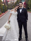 Elegant White Off-Shoulder A-Line Long Wedding Dresses With Sweep Trailing,WDH182