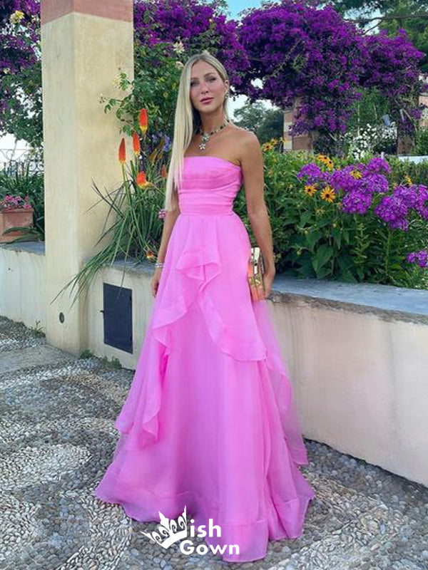 Popular Pink A-line Strapless Maxi Long Party Prom Dresses,Evening Dresses,WGP307