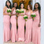 Elegant Pink Mermaid Spaghetti Straps Maxi Long Bridesmaid Dresses Online, WGM159