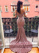 Sexy Pink Mermaid Sequin Off Shoulder Maxi Long Party Prom Dresses,WGP281