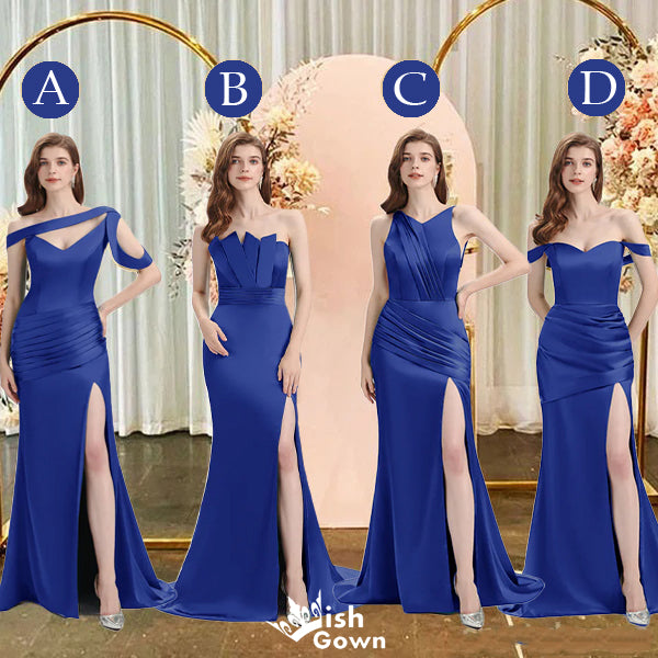 Royal Blue Mermaid Sexy High Slit Burnt Brown Satin Long Bridesmaid Dr Wish Gown Royal Blue Mermaid Sexy High Slit Burnt Brown Satin Long Bridesmaid Dr Wish Gown