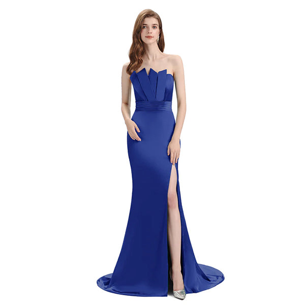 Royal Blue Mermaid Sexy High Slit Burnt Brown Satin Long Bridesmaid Dr Wish Gown Royal Blue Mermaid Sexy High Slit Burnt Brown Satin Long Bridesmaid Dr Wish Gown