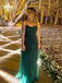 Simple A-line Green Spaghetti Straps Party Prom Dresses,Evening Dresses,WGP297