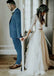 Elegant Tulle V Neck 3/4 Sleeve Applique Popular Bridal Long Wedding Dresses, WDH089