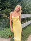 Sexy Yellow Mermaid Spaghetti Straps Maxi Long Party Prom Dresses,Evening Dresses,WGP309