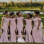Elegant Mermaid Off Shoulder V Neck Cheap Maxi Long Wedding Guest Bridesmaid Dresses,WGM207