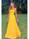 Simple Yellow A-line Straps Party Prom Dresses,Evening Dresses Online,WGP295