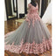 Long Sleeves Lace Applique Charming Ball Gown Long Prom Dresses, WG1000