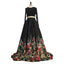 Black Long Sleeves Two Pieces Elegant Affordable Long Prom Dresses, WG1025