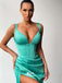 Mint-Green Straps Fishbone Bodycon Slits Mermaid Evening Gowns Prom Dresses , WGP140