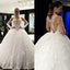 Cheap Stunning Scoop Neck Long Sleeve Lace Ball Gown Wedding Dresses, WD0136 - Wish Gown