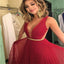 Red backless Chiffon Sexy Cheap Custom Make Long Affordable Prom Dresses, PD0025