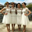 Short Sleeve White Tulle Knee Length Wedding Party Dresses, Cheap Homecoming Graduation Occasion Dresses, WG140