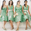 Unique Women Satin Mismatched Green Different Styles Cheap Short Bridesmaid Dresses, WG149