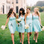 Chiffon Mismatched Simple Styles Junior Knee Length Blue Cheap Short Wedding Party Dresses, WG157 - Wish Gown