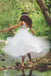 Silver Sequin Top V-back White Tulle A-line Flower Girl Dresses, Junior Bridesmaid Dresses, FG062