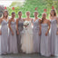 Chiffon Mismatched Different Styles Floor Length Cheap Wedding Guest Bridesmaid Dresses, WG172 - Wish Gown