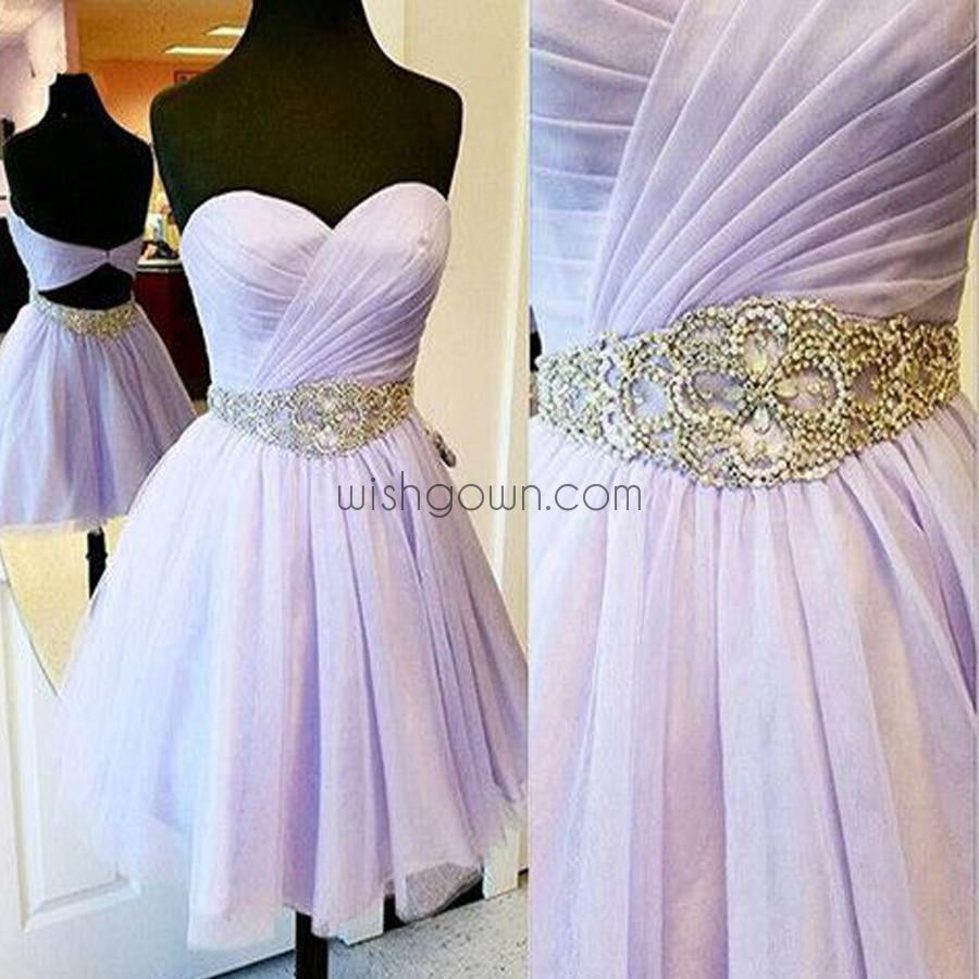 Short lilac sweetheart sparkly evening party graduation homecoming prom gowns dress,BD00180