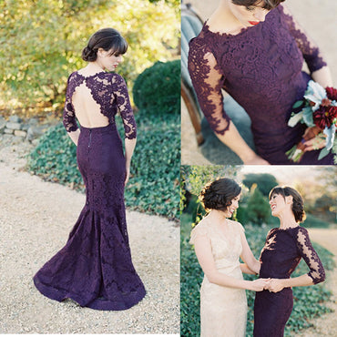 Long A-line V-neck Sleeveless Lace Chiffon Elegant Bridesmaid Dresses, Wedding Guest Dresses, WG171