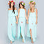 Pretty Young Junior Tiffany Blue Mismatched Different Styles Side Split Cheap Long Bridesmaid Dresses, WG197