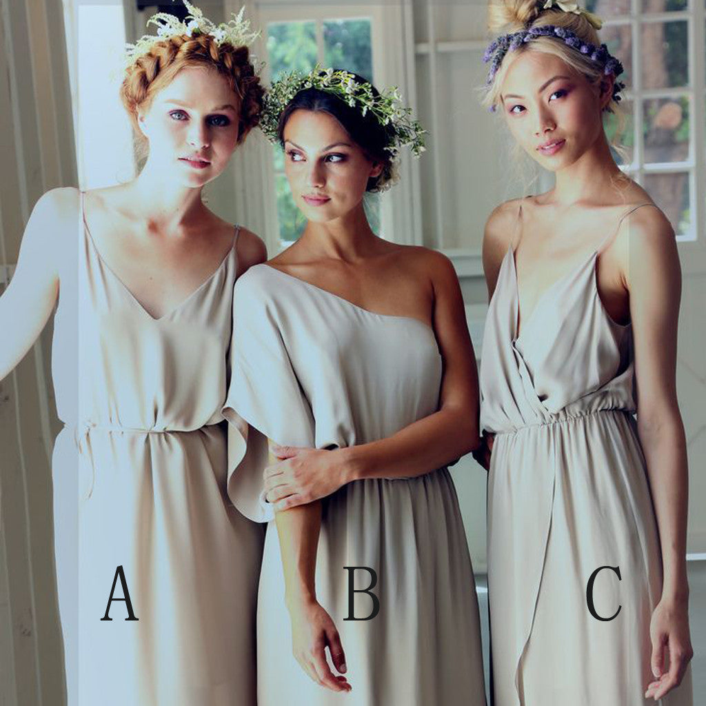 Simple Elegant Mismatched Different Styles Formal A Line Cheap Long Bridesmaid Dresses, WG198