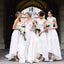 Gorgeous White Lace Mismatched Styles Hi Lo Pretty Long Bridesmaid Dresses for Wedding Party, WG199