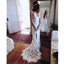 Simple Long A-Line V-back Lace Wedding Dresses, Lace Wedding Party Dresses, WD0013