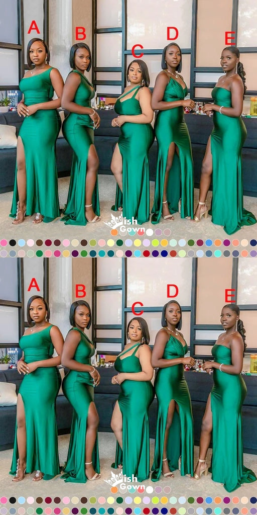 Mismatched Sexy Green Mermaid Maxi Long Bridesmaid Dresses Online, WGM141
