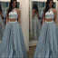 Beautiful Two Pieces Open Back Silver Beaded Elegant Fashion Cheap Long Prom Dresses, WG253 - Wish Gown