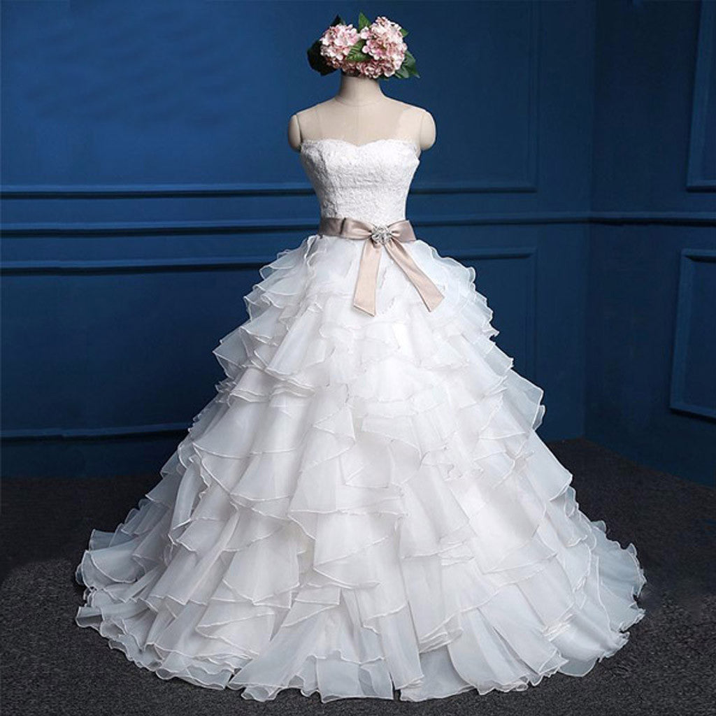 cheap dresses cute Sweetheart Lace Top Cute Bridal Gown, Cheap Popular Chiffon Wedding Dr – Wish Gown