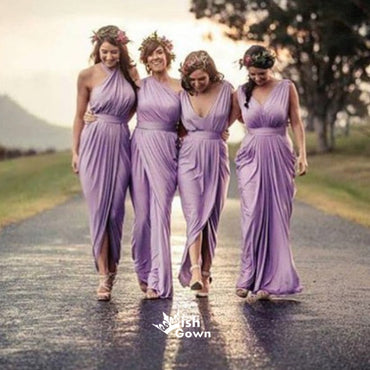 Purple Tulle Convertiable Mismatched Long Wedding Party Dresses Cheap –  Wish Gown