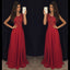 Red Cheap Formal A Line Modest Floor Length Chiffon Prom Dress, WG287