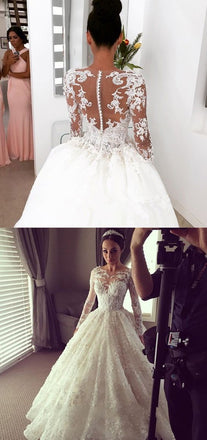 Long Sleeves Elegant Inexpensive Bridal Long Wedding Dresses, WG663