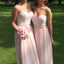 A Line Blush Pink Sweetheart Neckline Lace Chiffon Long Junior Bridesmaid Dresses, WG316 - Wish Gown
