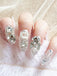 Long Fake Nails Crystal False Nails Glossy Nails French Full Cover Nails Wedding Nail 24Pcs