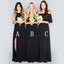 Black Chiffon Mismatched Eleagnt Long Wedding Bridesmaid Dresses, WG321 - Wish Gown