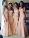 One Shoulder Mermaid Tulle Inexpensive Long Wedding Bridesmaid Dresses, WG326