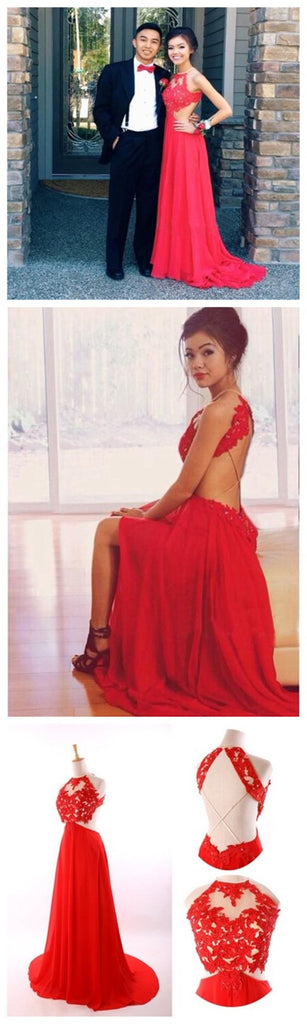 Long Red Cheap Junior Sexy Lace Backless Custom Elegant Evening Prom dresses, PD0033