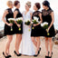 Black Lace Top Short Cheap Chiffon Wedding Bridesmaid Dresses, WG346 - Wish Gown