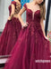 Charming Red Cap Sleeves Tulle Long Prom Dresses PG1201