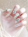 Long Fake Nails Crystal False Nails Glossy Nails French Full Cover Nails Wedding Nail 24Pcs