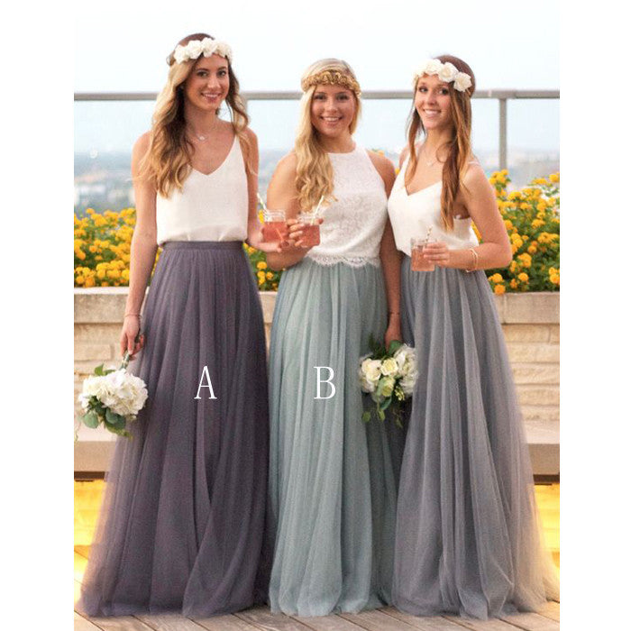 Popular Tulle Long Elegant Cheap Bridesmaid Dresses for Weddings, WG388